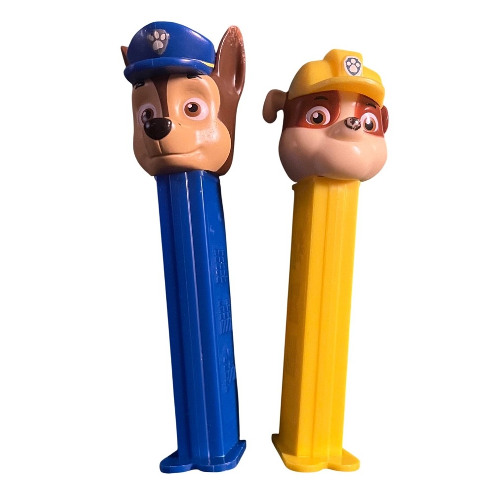 Pez Paw Patrol Chase and Rubble Candy Dispensers Set of 2 Blue‎ Yellow
